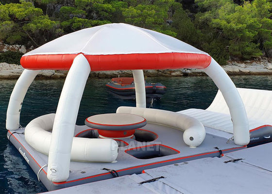 อุปกรณ์เล่นน้ำ Inflatable Floating Platforms เกาะลอยน้ำทำให้พองพร้อมเต็นท์สำหรับพักผ่อน Tent